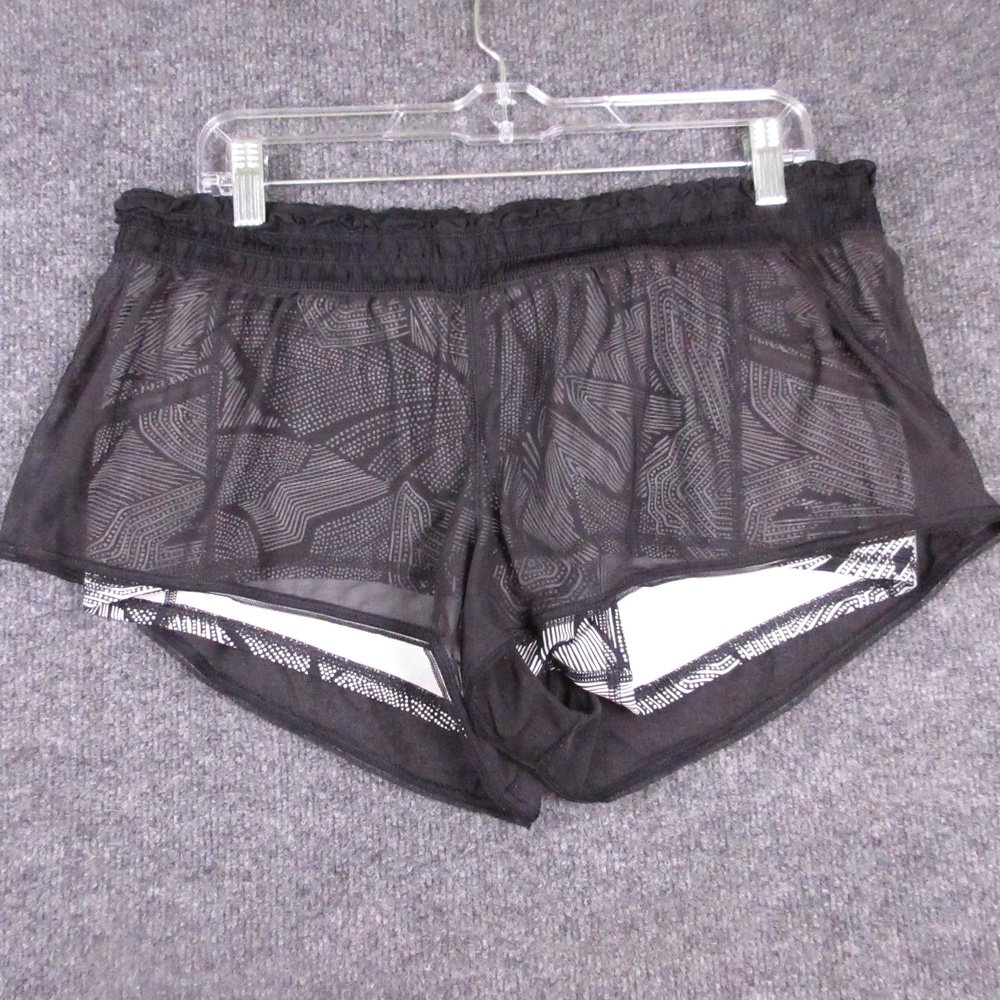 Lululemon Shorts Womens 12 Black 2.5" Running Athletic Mesh Lined Overlay Gym
